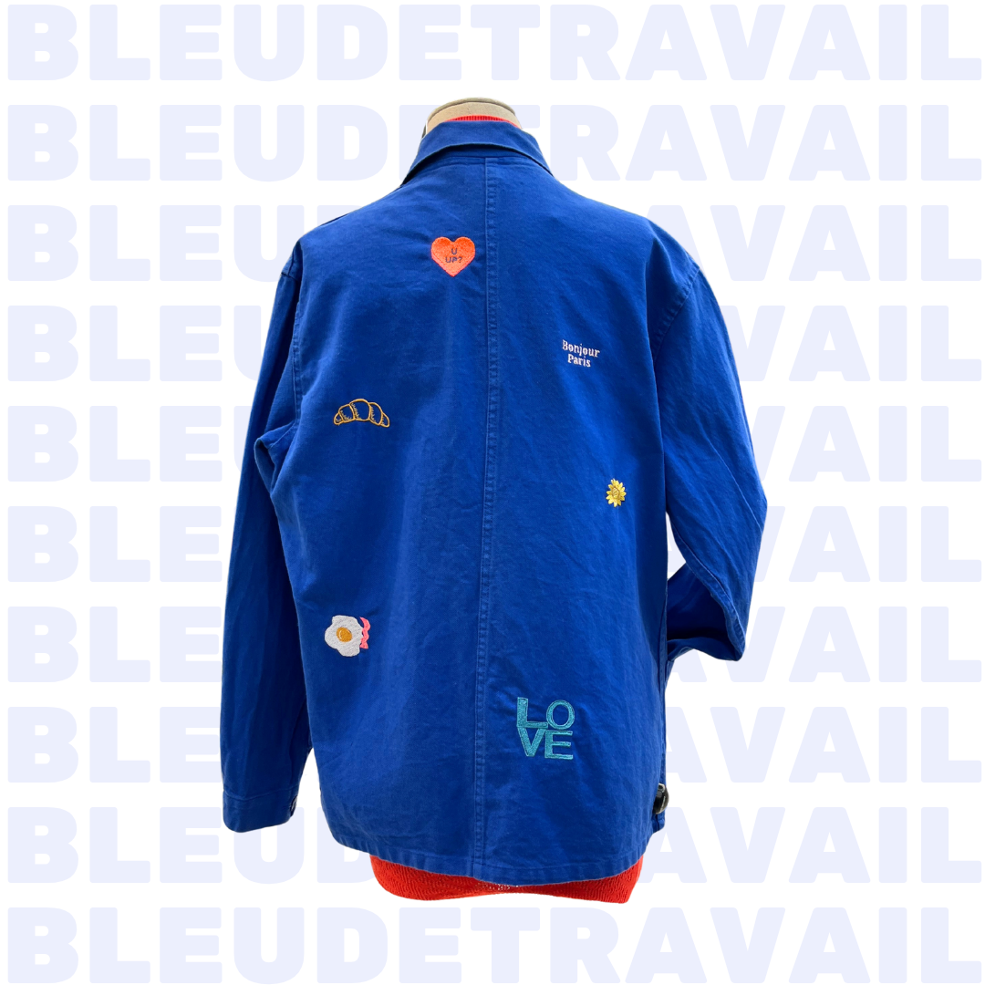 Bleu de Travail Vintage Brodé Tulipe