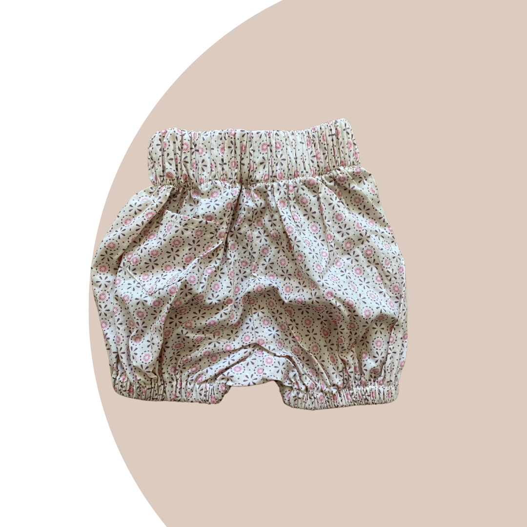 Bloomer écru motifs fleurs - 3 mois - upcycling - Lalie Paris