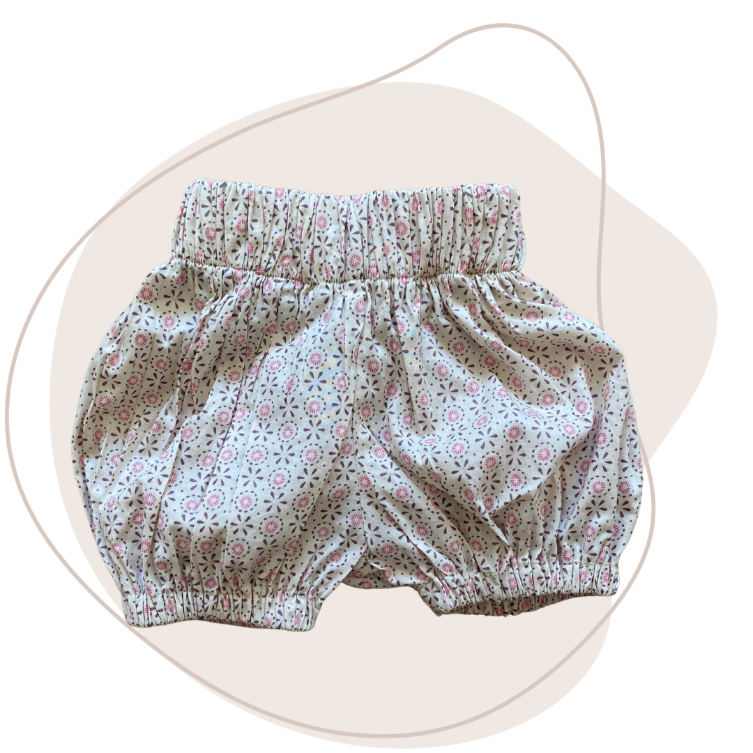 Bloomer écru motifs fleurs - 3 mois - upcycling - Lalie Paris