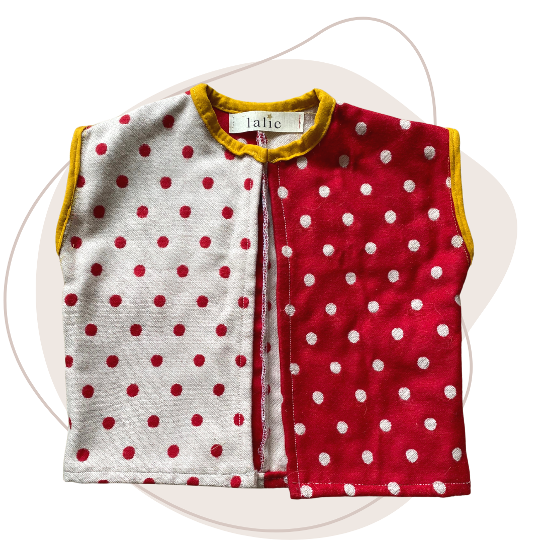 Gilet sans manches à pois enfant upcyclé