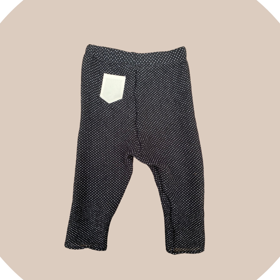 Pantalon fluide à pois noir et blanc enfant upcyclé