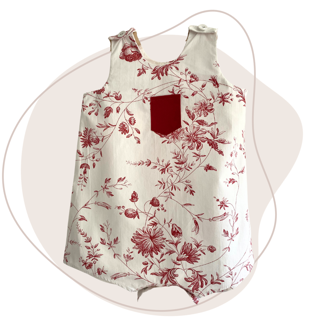 Salopette-12mois-fleursrouge-draps-upcycling-lalieparis-devant