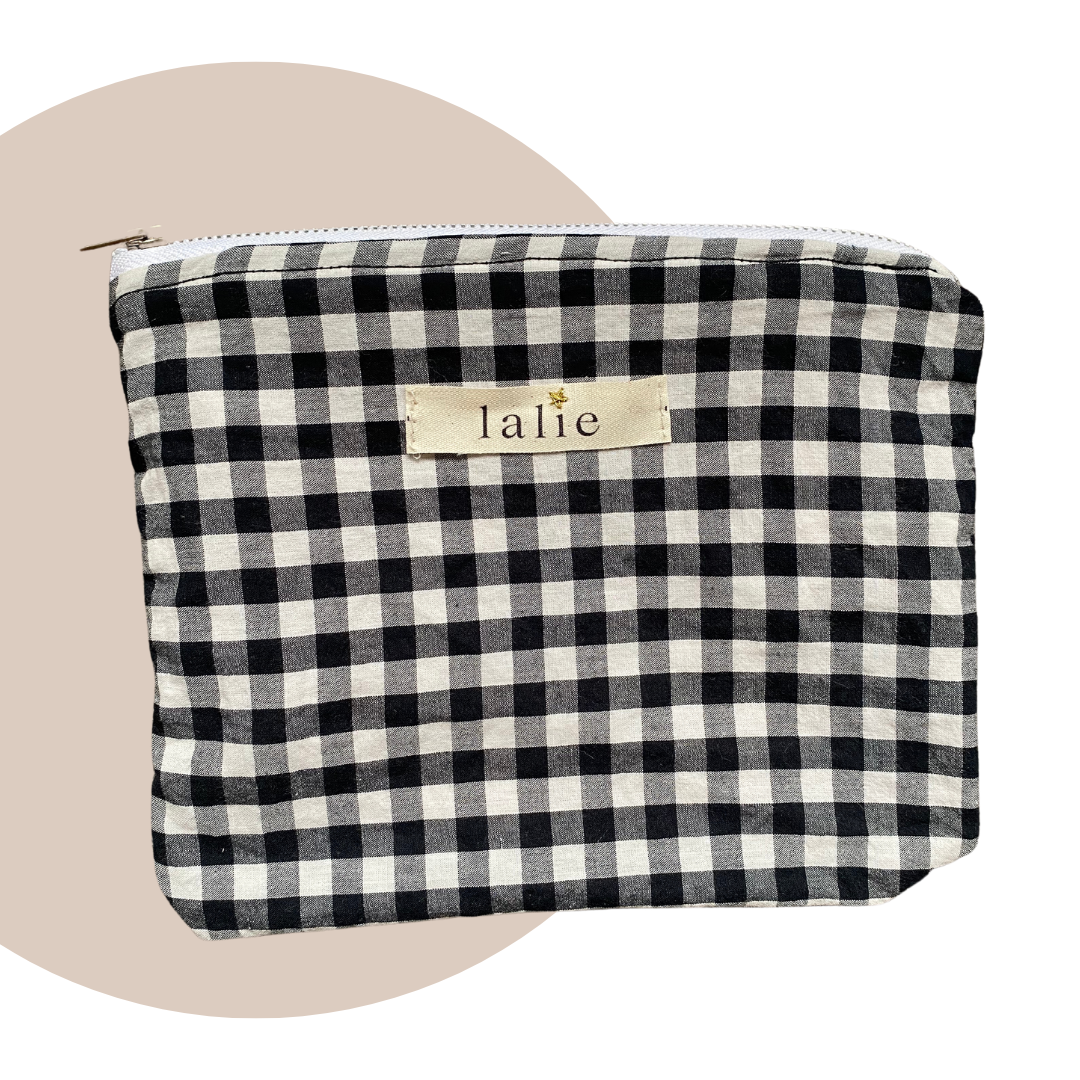 Pochette vichy broderie - 6 mois - upcycling - Lalie Paris