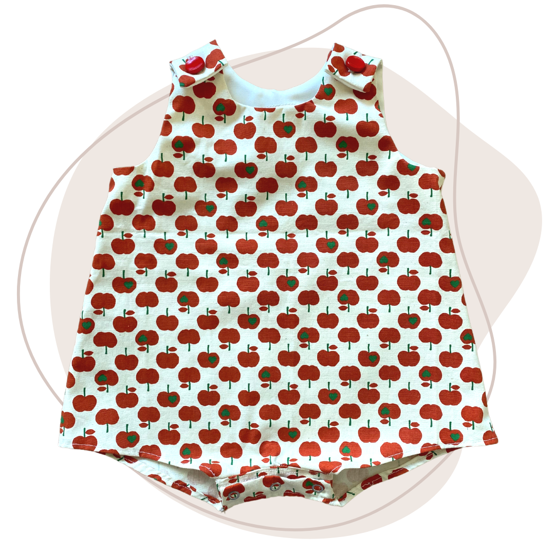 Barboteuse motifs pommes - 6 mois - upcycling - Lalie Paris