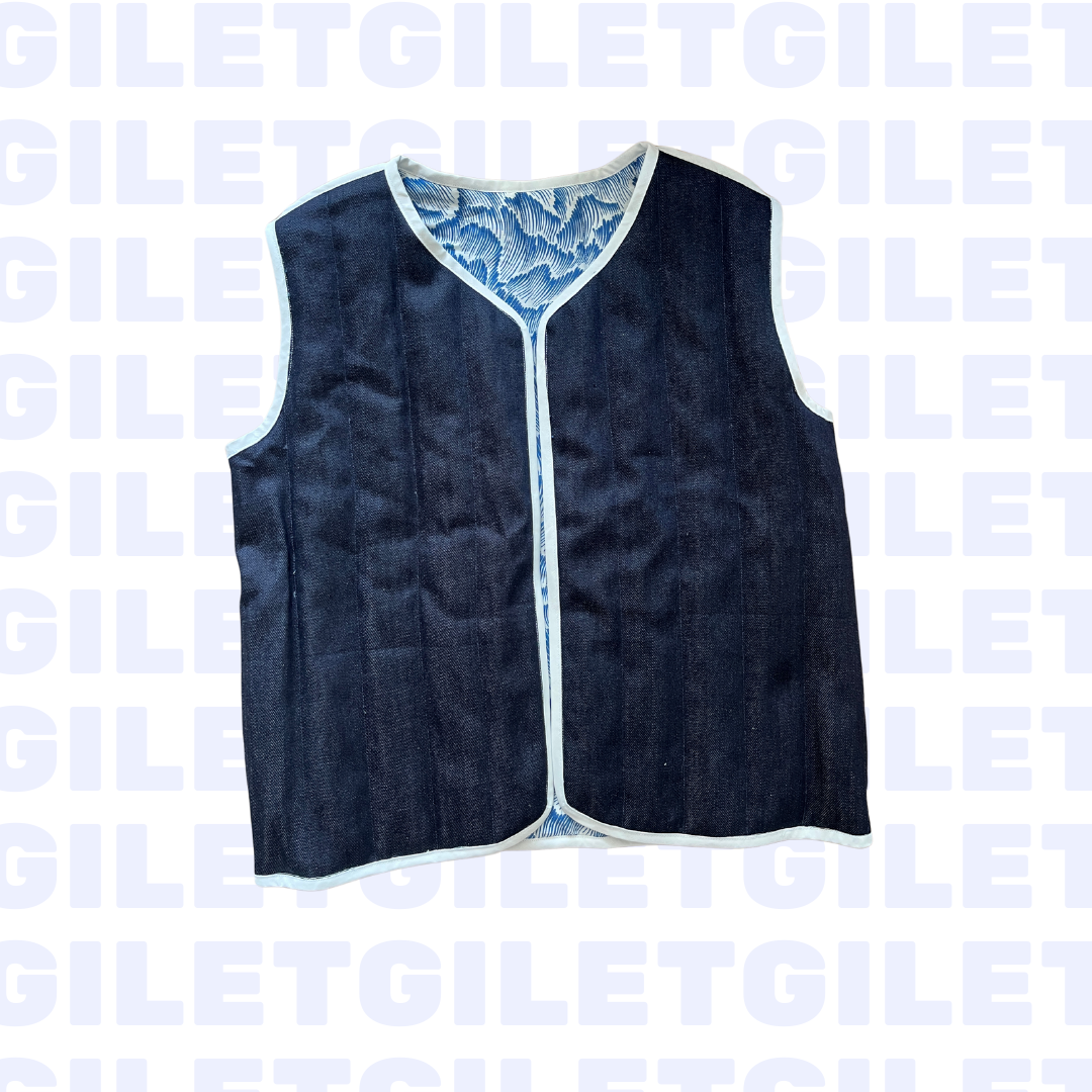Gilet sans manches Vagues & Jean réversible