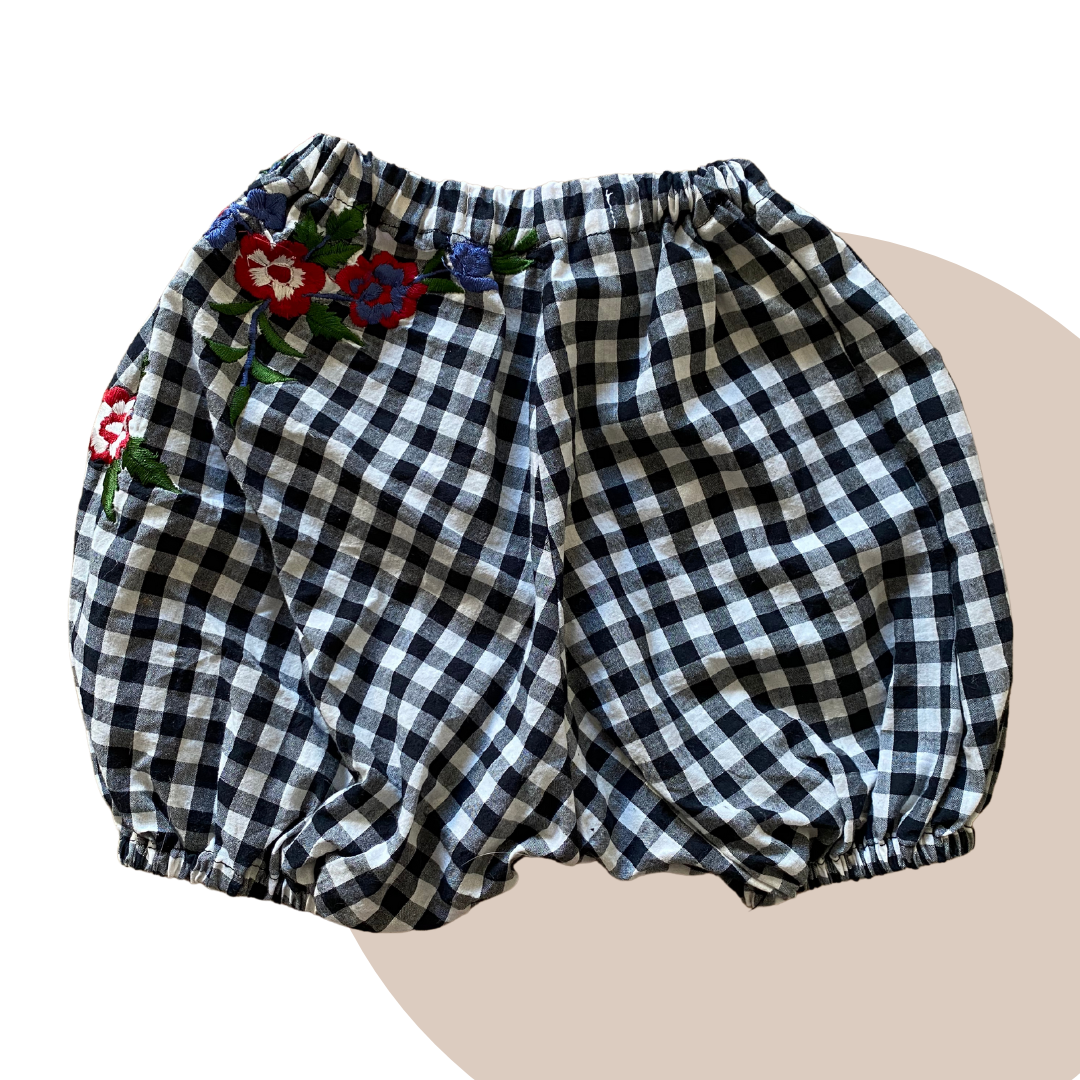 Bloomer vichy broderie - 6 mois - upcycling - Lalie Paris