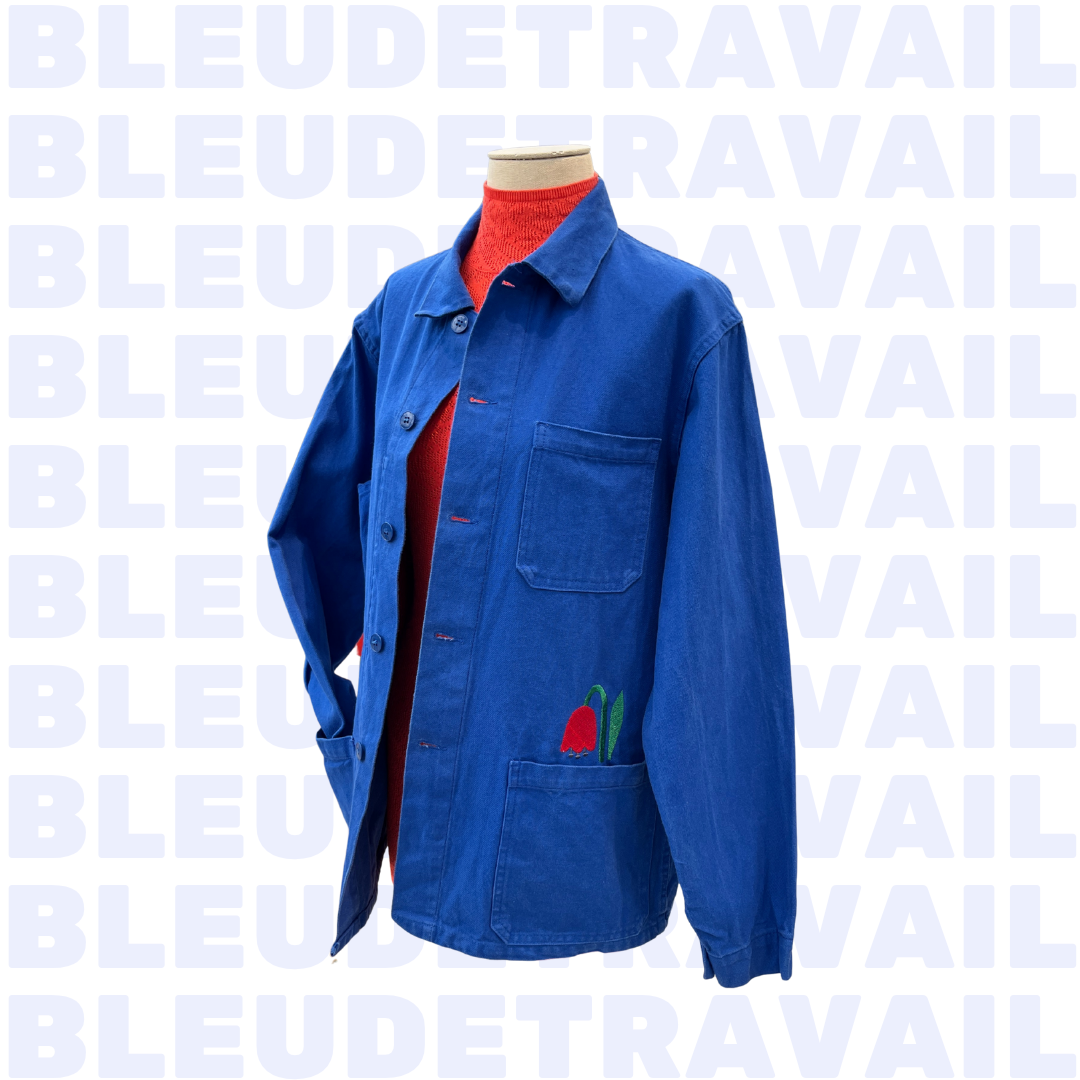 Bleu de Travail Vintage Brodé Tulipe