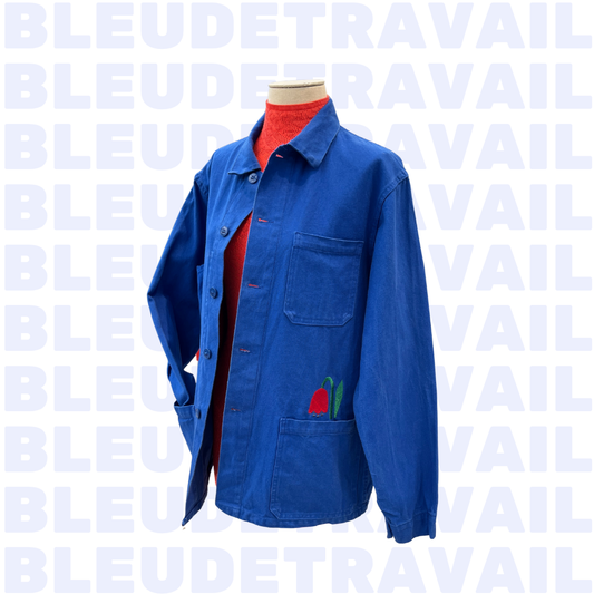 Bleu de Travail Vintage Brodé Tulipe